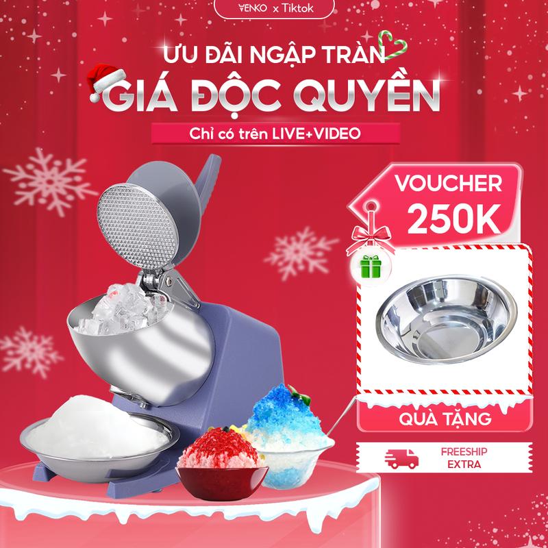  Máy bào đá tuyết Venko - Công suất 500W - Loại 2 nắp - 2 lưỡi Làm Sinh Tố Kem Lạnh Siêu Nhanh Siêu Sạch Mới Nhất 2024 - Máy xay đa 