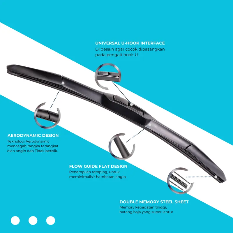 Wiper Mobil hybrid Blade Universal 1 Set Kiri dan Kanan Pembersih Kaca Depan 6