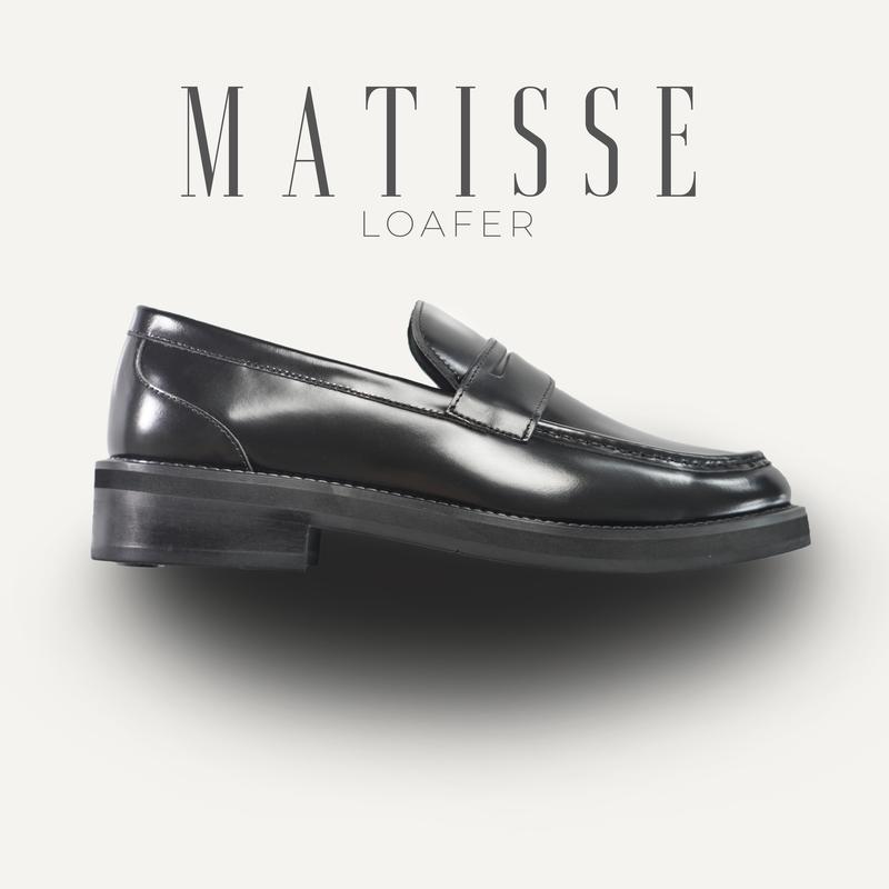 THE KING Giày tây nam LOAFER MATISSE màu đen bóng da bò Patent cao cấp giày lười văn phòng có size lớn