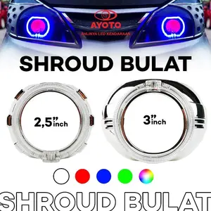 SHROUD ANGEL EYES AYOTO KRISTAL PROJIE 2,5 INCH 3 INCH 12V PNP MOTOR MOBIL VARIASI PUTIH MERAH BIRU MUDA BLUE BLACK WHITE