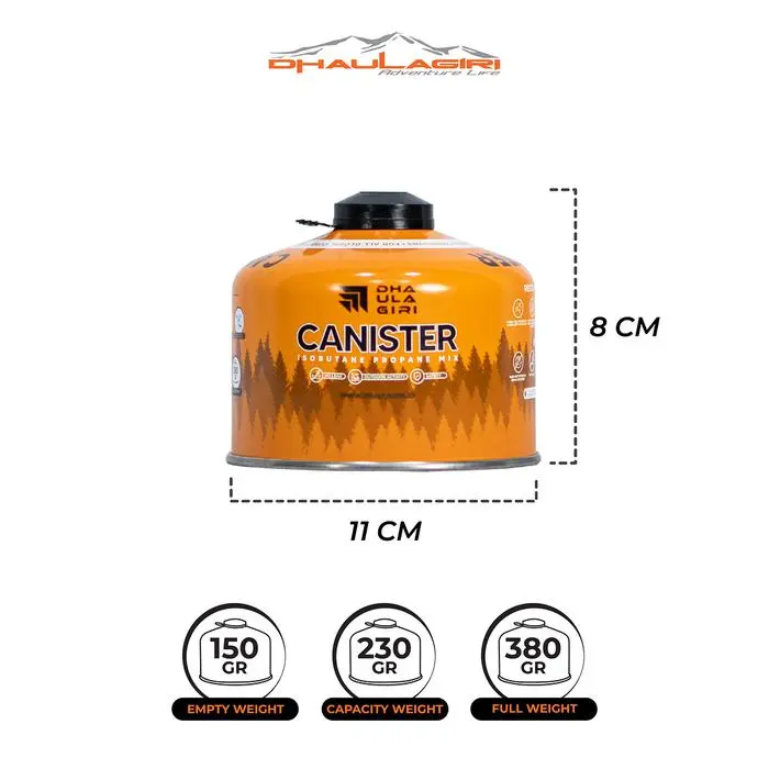 Tabung Gas Kosong Canister Dhaulagiri 230 Gram untuk Kompor Outdoor Ultralight