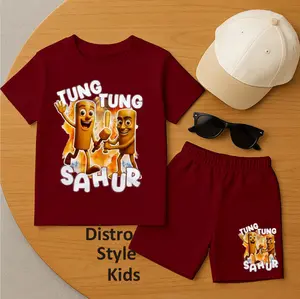 DISTRO STYLE KIDS-SETELAN ANAK GAMBAR TUNG TUNG SAHUR ANAK LAKI LAKI BAHAN KATUN / SETELAN BAJU TUNG TUNG SAHUR ANAK LAKI LAKI DAN PEREMPUAN / KAOS LENGAN PENDEK ANAK DAN CELANA PENDEK ANAK UNISEX / SETELAN DISTRO FASHION ANAK BAHAN ADEM LEMBUT