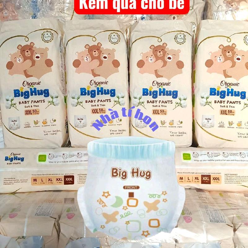   BIGHUG kèm quà   Bỉm Quần 100 Miếng Phom Bo Chun Đệm Mây Mềm Mại Thấm Hút Tốt Cho Bé Yêu 