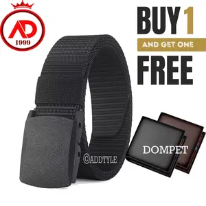 ADD STYLE | Ikat Pinggang Pria BONUS DOMPET Gesper Nylon Gesper Sekolah dan Kerja Belt anti xray COD