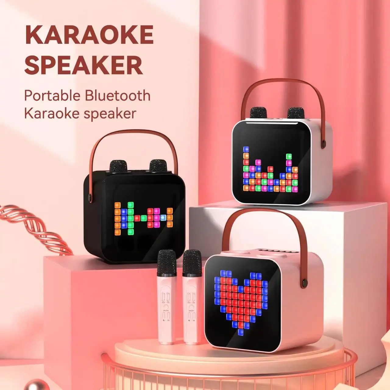 Truslink BT Karaoke Speaker Portable Outdoor Singing Speaker With 2 Wireless Microphone