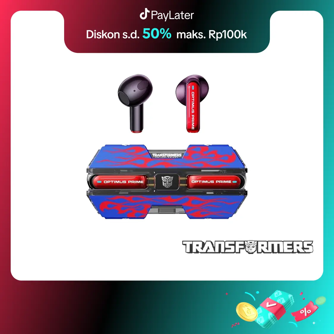 KiiP x Transformers T01 True Wireless Bluetooth Headset Earbuds Earphone Headphone Tws Bass