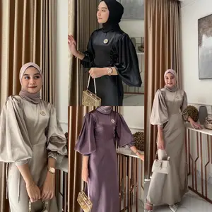 Termurah /Gamis Fuji Lyodra Dress Satin Silk / By Lesya busana / Gamis Polos Velvet Satin / Baju Kondangan Simpel Murah / Dress Pesta Elegan