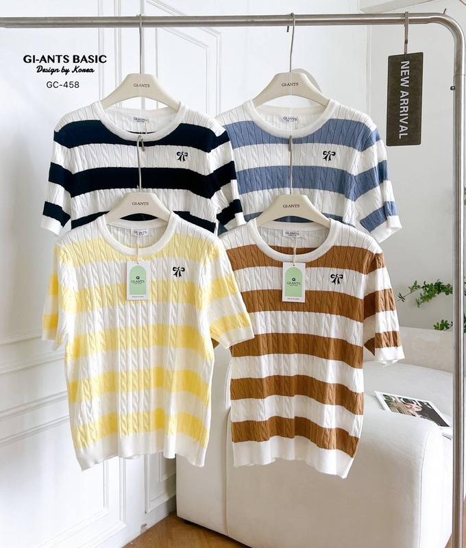 Baju Rajut Korea Style Wanita Lengan Pendek Giant Basic GI458 Knit Top Bkk Import Bangkok 2