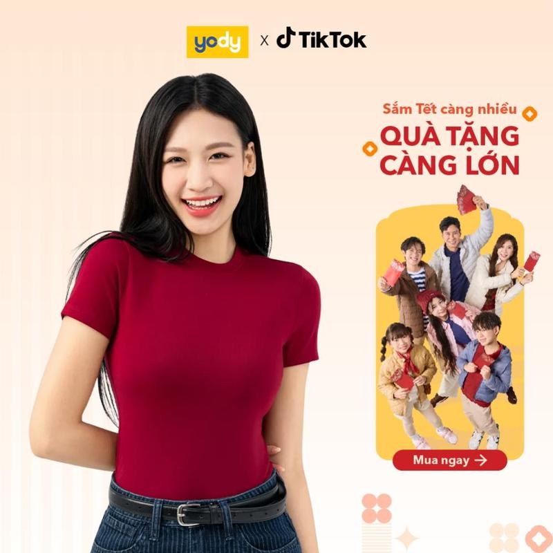  YODY Áo T-shirt Nữ Slimfit Ôm Cổ Cao thun rib cotton mềm TSN7269 