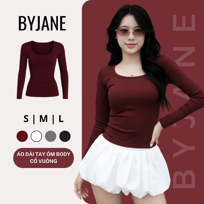   MỞ BÁN  Áo Thun Dài Tay Cổ Vuông Ôm Body BYJANE-777 