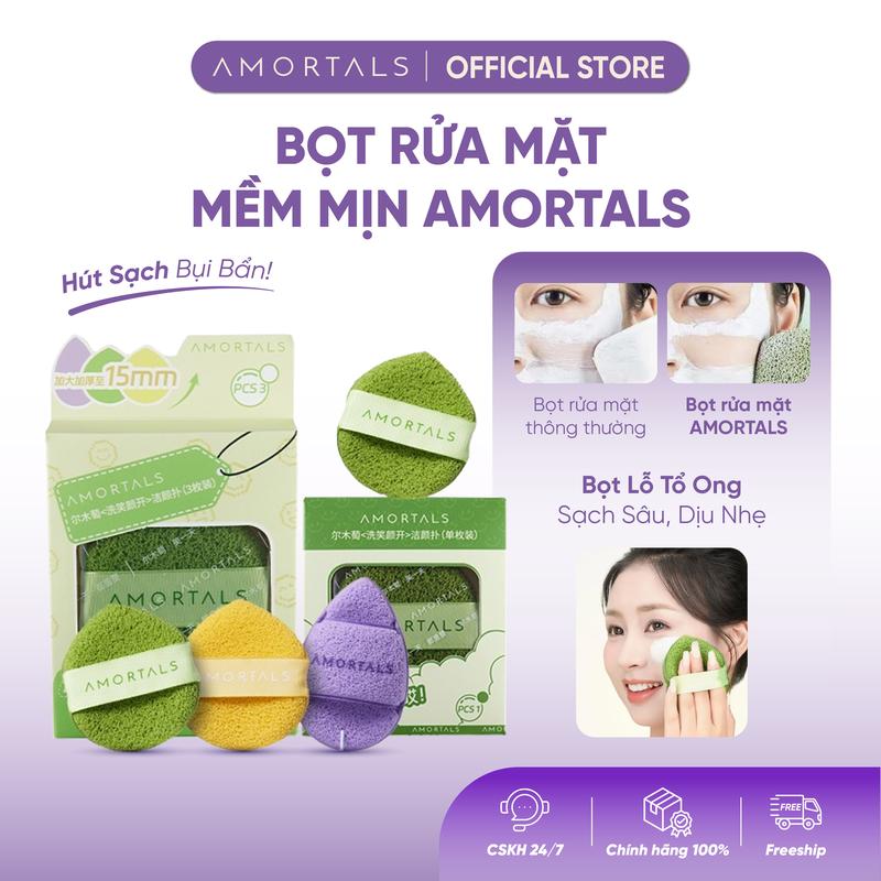 [DEAL SHOCK ZHUZHU] Bông Mút Rửa Mặt Bọt Biển AMORTALS Làm Sạch, Rửa Mặt Nạ Bùn (ver xanh -3c)