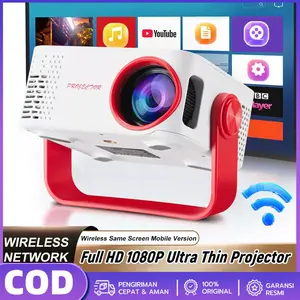 Proyektor portabel untuk rumah tangga 1080P HD tipis ringan dengan proyektor ponsel dan WiFi