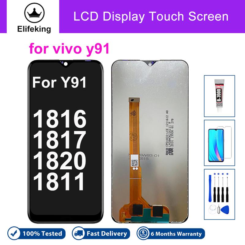  Màn hình LCD dành cho VIVO Y91 Y91C Y91i Y93S Y95 Y90 Y1S 2020 U1 Bộ số hóa màn hình cảm ứng thay thế Tương thích với số hóa màn hình 1815 và 1817 LCD 1820 1811 