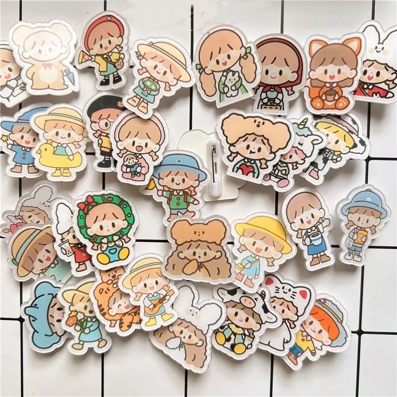 Pin akrilik tas aksesoris 1 buah bros/kreatif lucu pakaian liontin lencana lucu versi Korea/PIN TAS LUCU