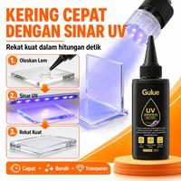 Gambar Gulue Lem UV Adhesive AG-3311 50ml Cepat Kering dengan Sinar UV Bening Tahan Air Anti Kuning untuk Kaca Akrilik Plastik dan Kristal Transparan - Lampu+Baterai 50g dari guluglueofficial-1 Kab. Tangerang 1 Tokopedia