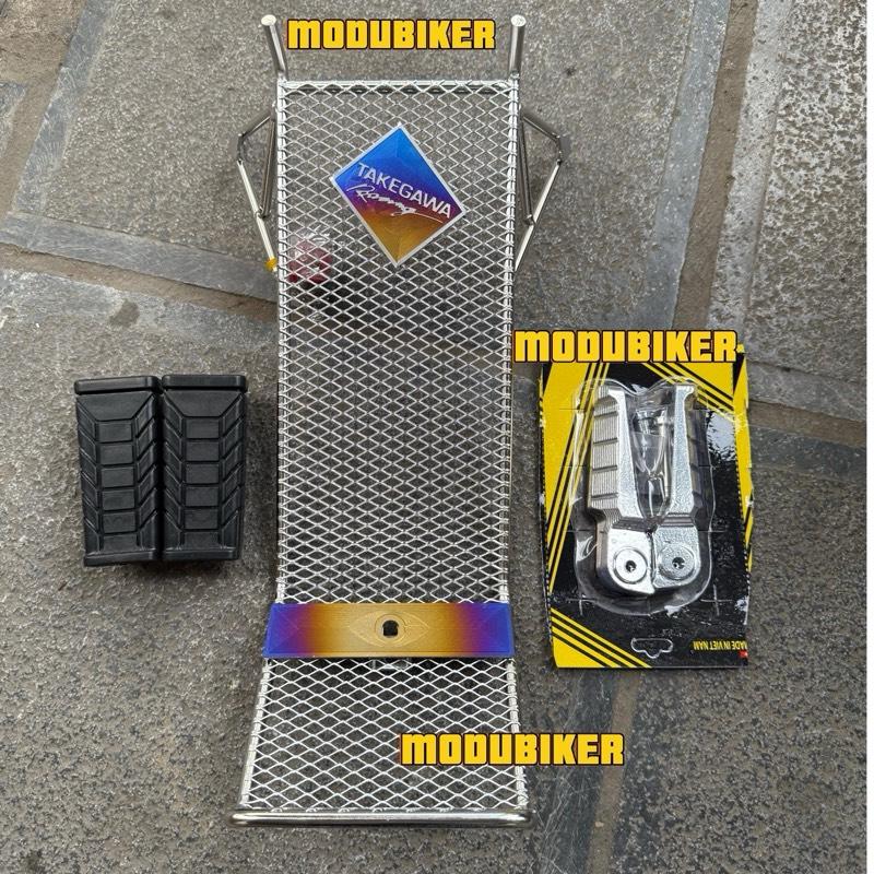 Combo Baga xiken và gác chân trước Kajima & gác chân sau Take nhôm kèm long đền đỏ cho xe Wave A 110 2017 wave RS 50cc 100CC