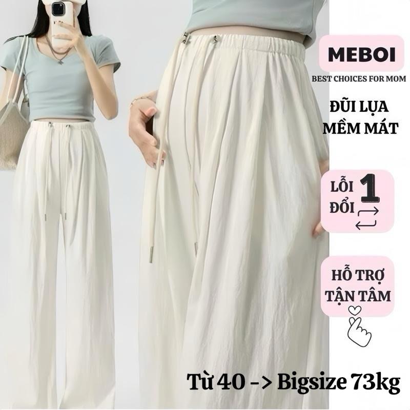 Mềm Mát Quần Bầu mặc Hè Mẹ Bối chất Đũi xước nhẹ mát mỏng dáng Suông có dây điều chỉnh size đằng trước dài 100cm DX02