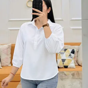 KEMEJA CRINKLE PREMIUM WANITA POLOS KANCING TIGA LENGAN PANJANG TERBARU blouse korea