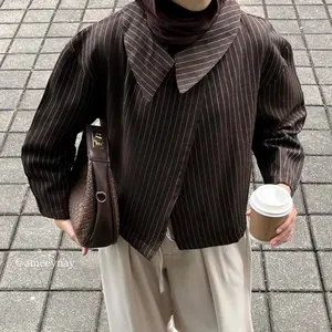 Gelia Barrel Outer by Ameeynay | Atasan Stripe Garis Salur Polos | Katun Wool Premium