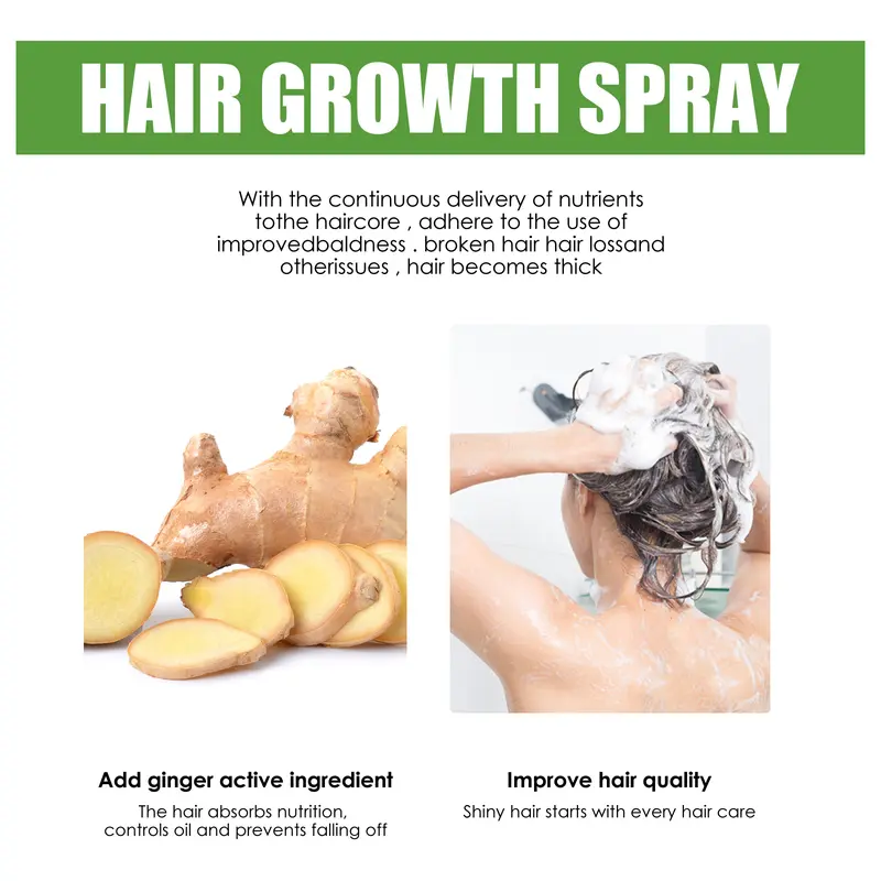jaysuing ginger hair growth spray penumbuh rambut cepat serum penumbuh rambut botak hair tonic rambut rontok 30ml Kering Perawatan 2