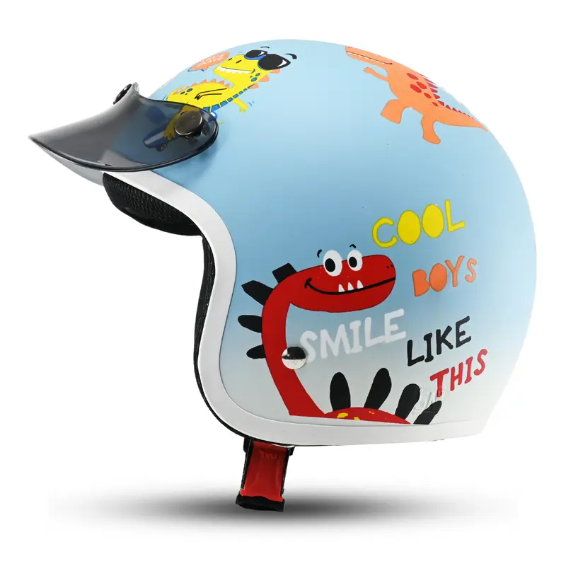 Helm Biru Pororo Bogo Retro Anak cowok lucu  karakter kartun SNI kekinian Kaca Motorcycle 2