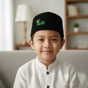 Songkok Nasional Peci Anak Bordir Nama Model Tulisan Hijau dan Variasi Mahkota
