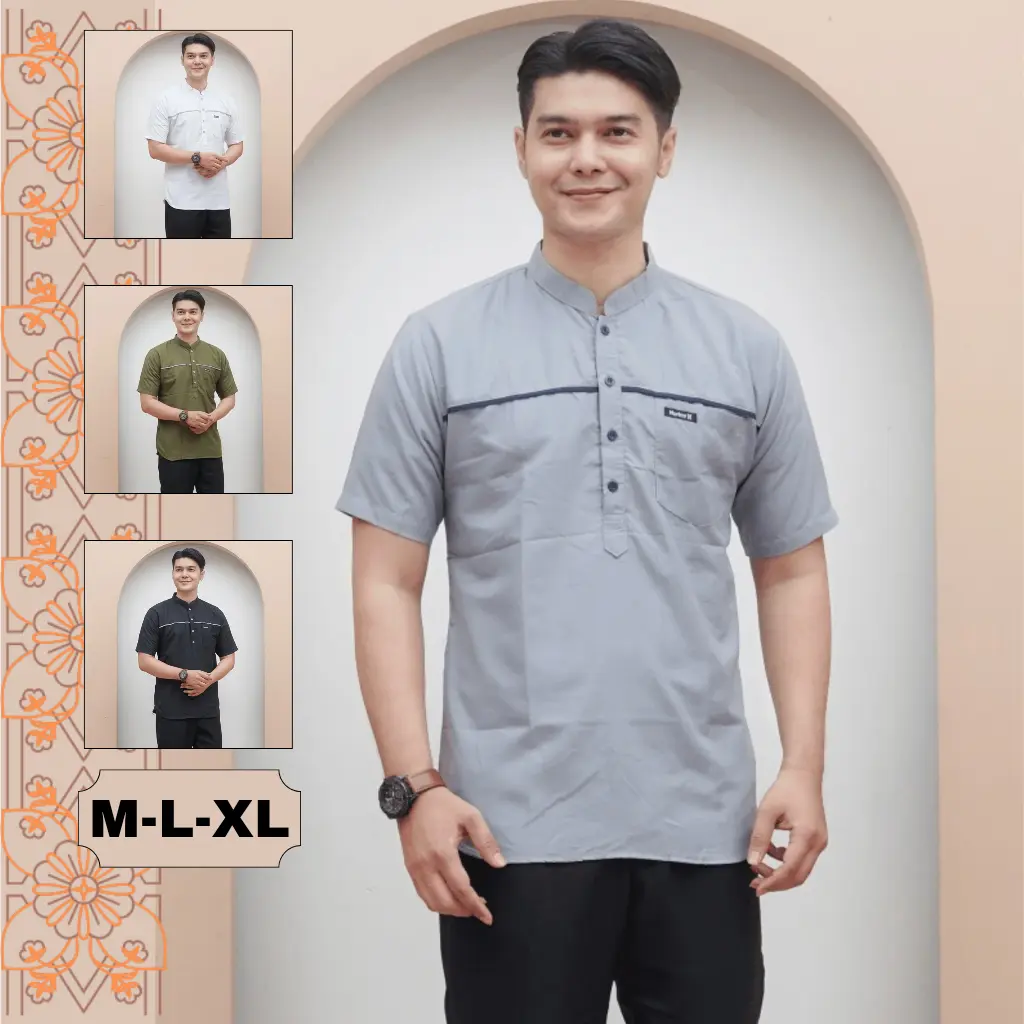 Baju Koko pria Lengan Pendek Dewasa Koko Kurta Kekinian Koko Lis Shanghai Matt Katun Nyaman Adem