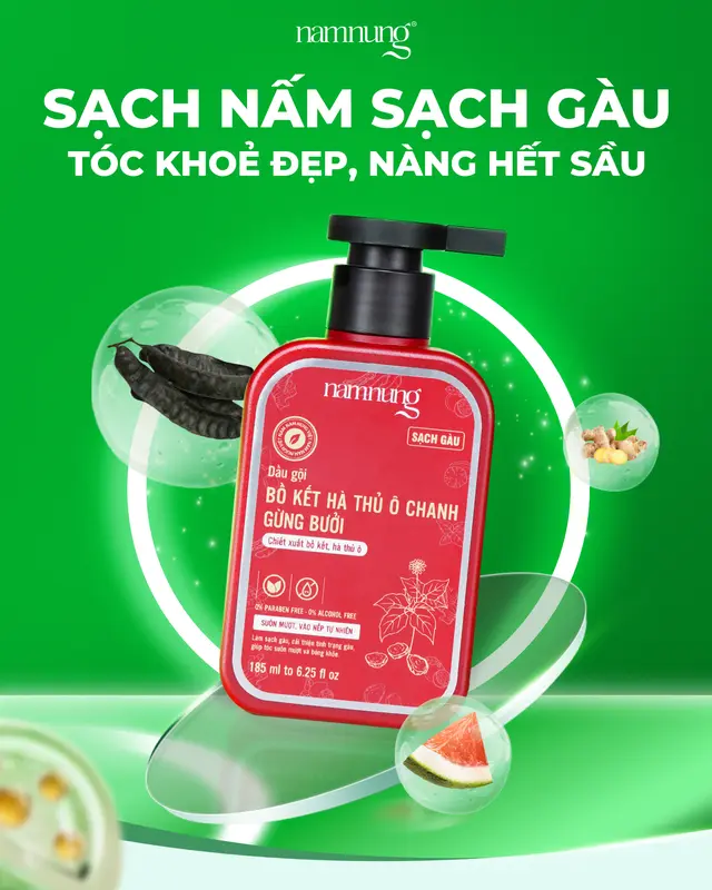 Dầu Gội Giảm Gàu Nấm Ngứa Da Đầu Thảo Dược NAMNUNG Giảm Gàu Mảng Viêm Da Đầu Không Khô Tóc 185Ml 5
