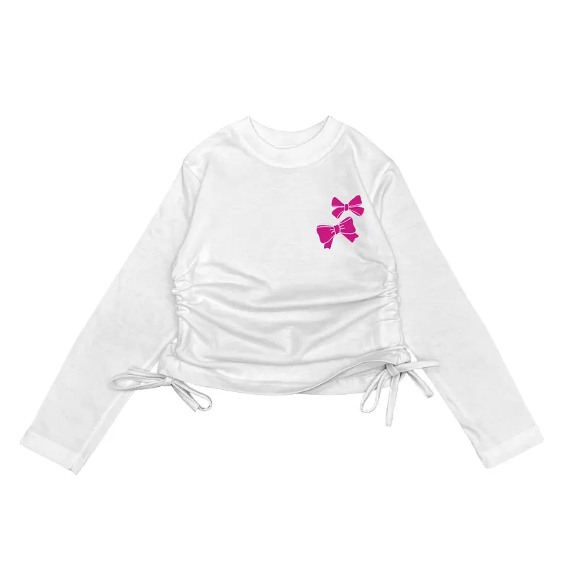 Baju Kaos Crop Serut Anak MECUKIDS Motif PITA 2 Coquette Lengan Tangan Panjang Usia 4 5 6 7 8 9 10 Tahun 7