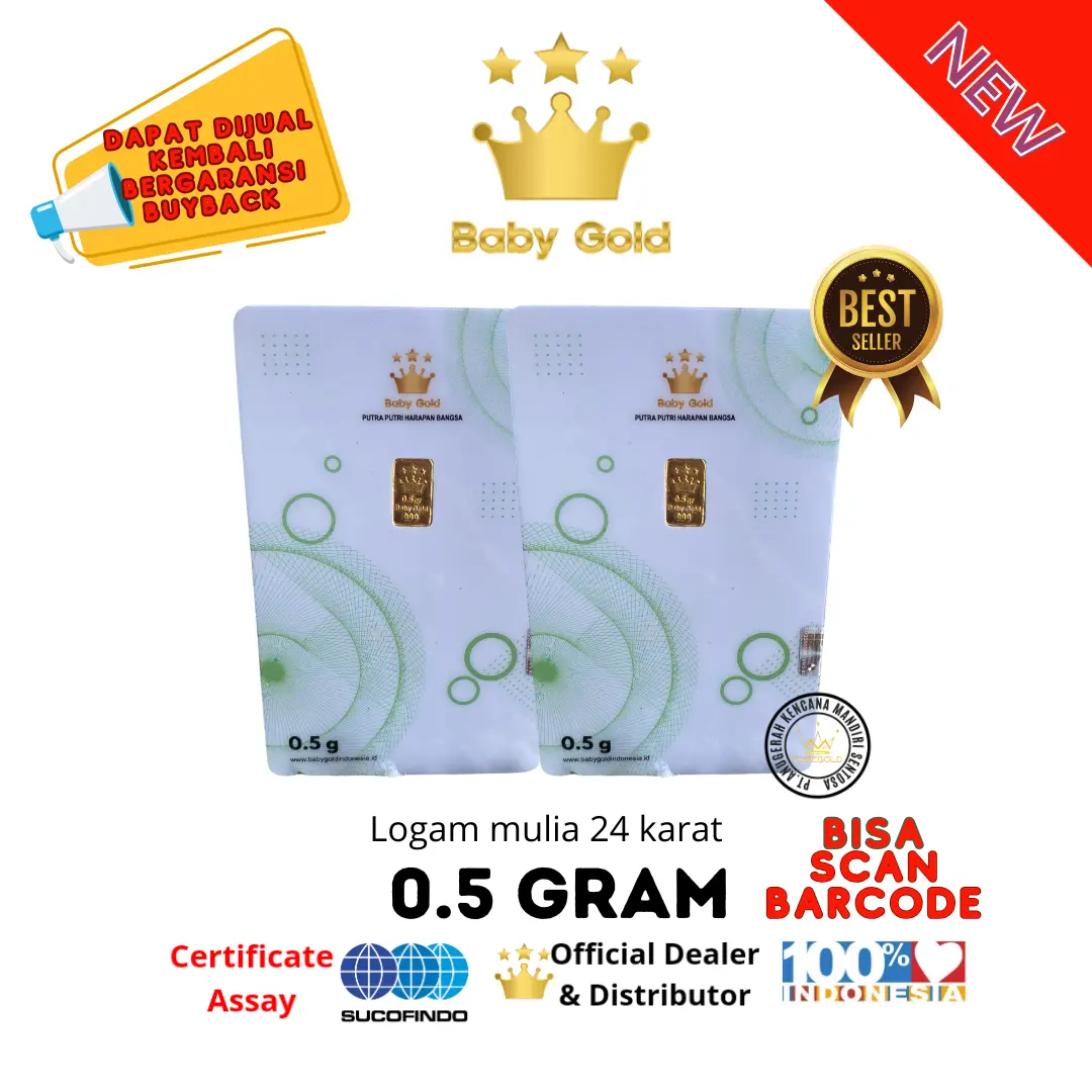 BABY GOLD 0.5 GRAM LOGAM MULIA EMAS 24K