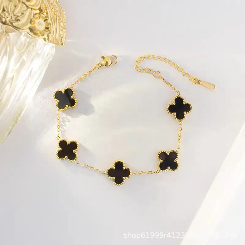 Set Aksesoris Kalung, Anting, dan Gelang Titanium Wanita Bunga Mewah Elegan Anti Karat 4