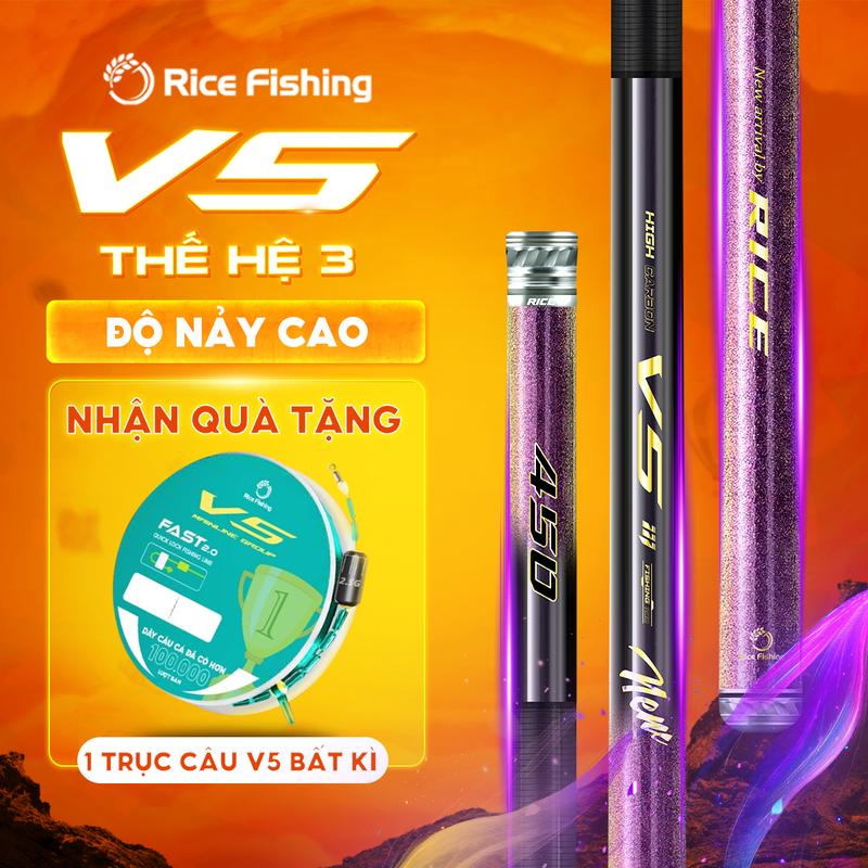 Cần câu đài V5 4.5H Thế hệ 3 Rice Fishing Carbon36T & 40T phiên bản mới 2025