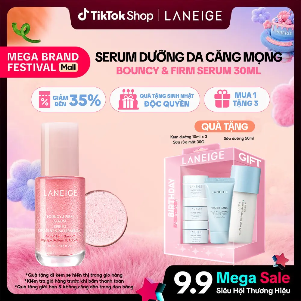 Serum tăng cường collagen, làm mờ dấu hiệu lão hóa, giúp da căng sáng Laneige Bouncy & Firm Serum 30ml