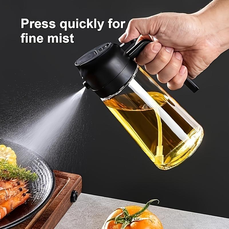 Product Introduction of 1pc Portable Oil Sprayer and Dispenser 2-in-1, Olive Oil Mister and Pourer, 470ML Plastic Kitchen Oil Spray Bottle for Cooking, BBQ, Air Fryer, Baking, Salad Utensils 0