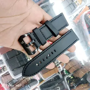 Tali Jam Tangan Hitam Coklat tua Strap Kulit Sintetis Watch Watches