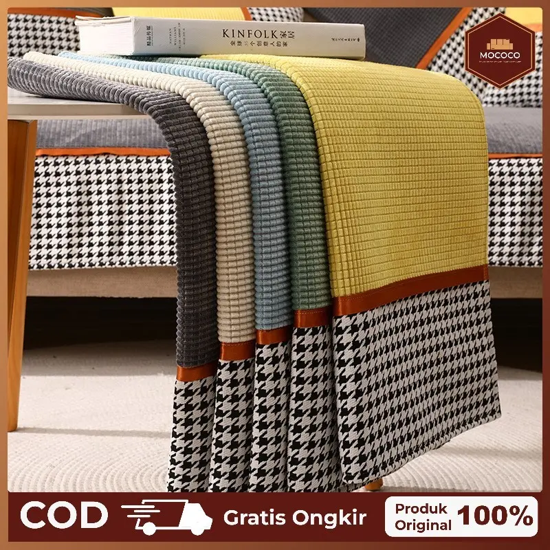 Mococo COD Cover Sofa Sarung Sofa Penutup Sofa Pola Houndstooth Lembut / Alas Handuk Sofa Alas Blanket Sofa 1 2 3 4 5 seater L 2