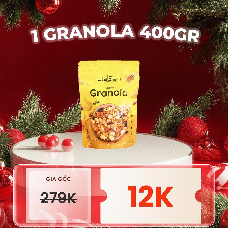 12k - 1 Túi Granola 400gram Siêu Hạt Dinh Dưỡng Vị Truyền Thống - Ngũ Cốc Dinh Dưỡng by OLABEN NUTRITION