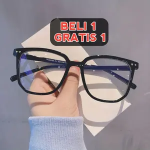 BELI 1 GRATIS 1 - Kacamata Anti Radiasi Bentuk Kotak Retro Eyewear Untuk Wanita Fashion Glasses