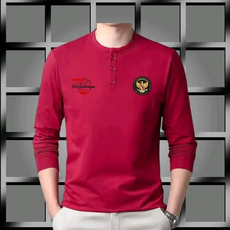 kaos lengan panjang HUT 1945 kemerdekaan republik indonesia 1945 terbaru 2025 Merah Keren Baju Distro Pria Katun Wanita Putih Nyaman 0