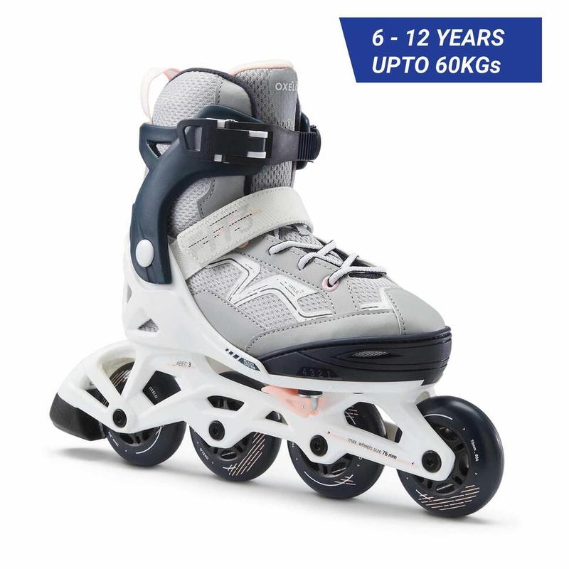 Decathlon  OXELO Sepatu Roda Anak Fit3 - Abu-Abu - 8580560 0