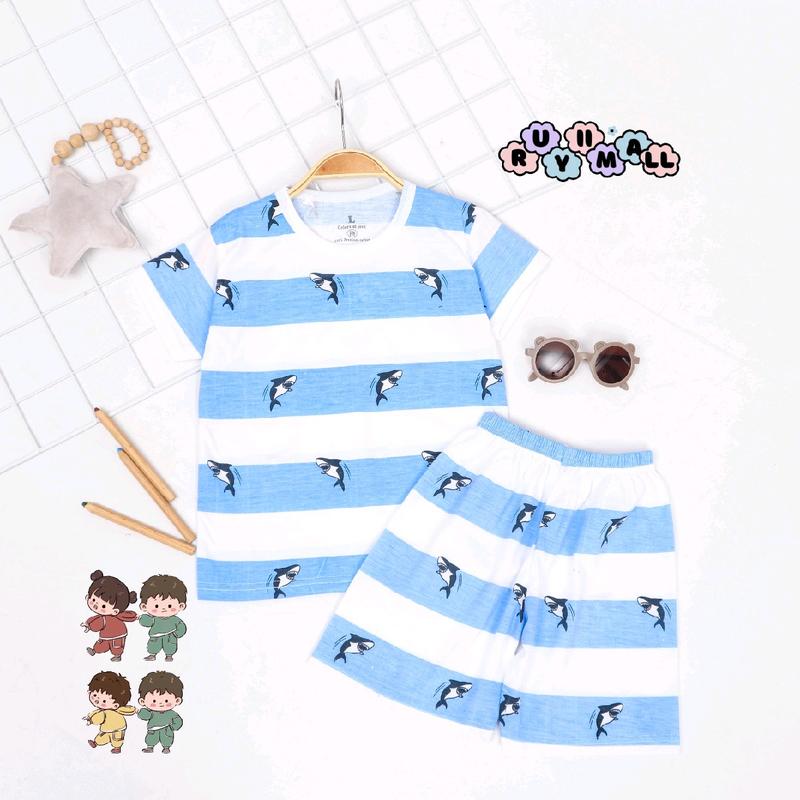 RuyiiMall Setelan Anak Celana Pendek Lengan Pendek 1-5th |  SETELAN PENDEK ANAK / PAKAIAN ANAK LAKI LAKI / SETELAN ANAK 7