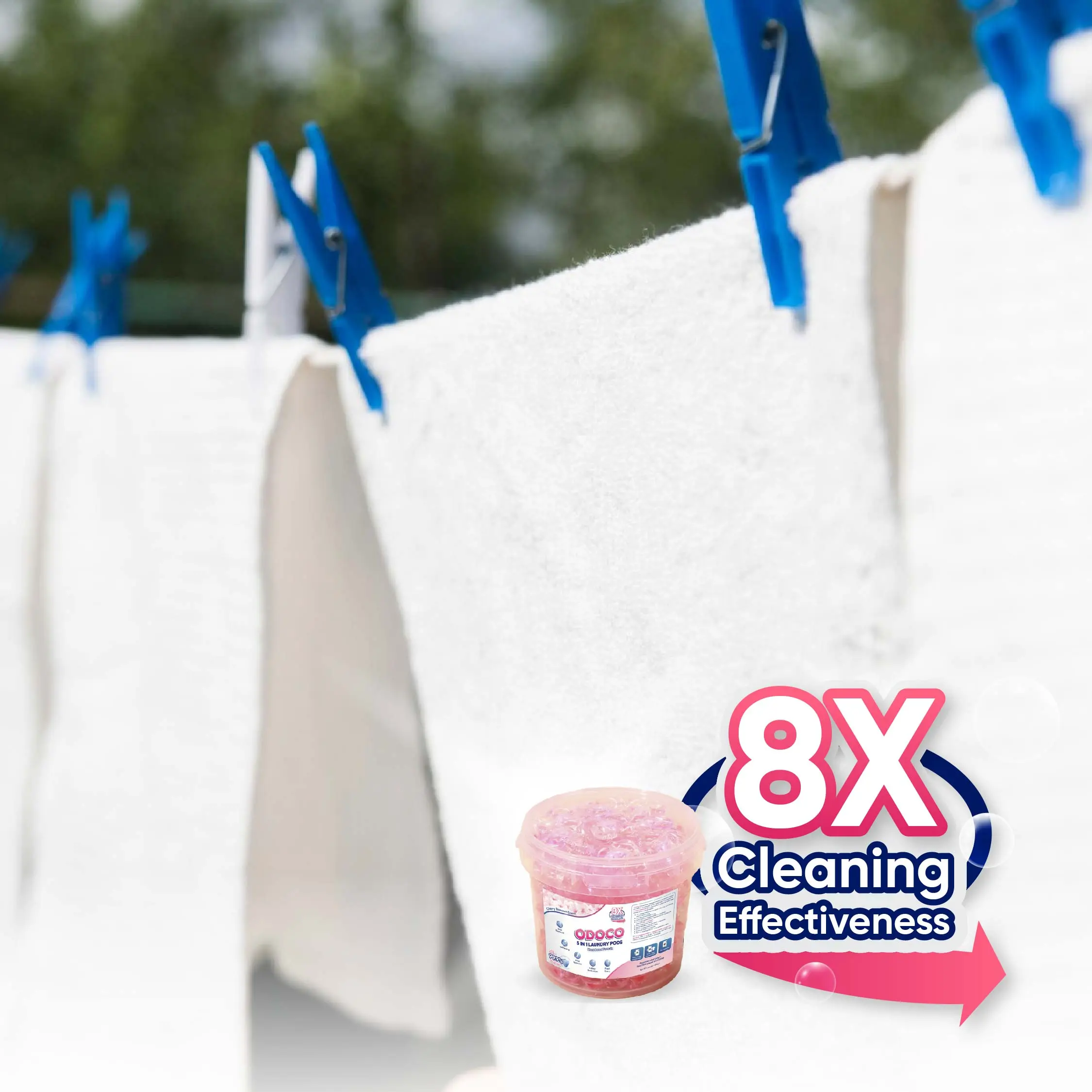 ODOCO 100 Pcs Laundry Capsule 7 IN 1 Laundry pods Scent Beads Granule Clean Clothing Increase Refreshing Fabric Softener