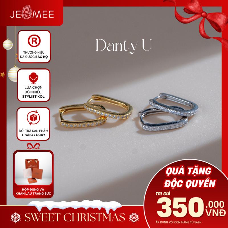  Bông tai nữ đính đá dáng chữ U Danty U Jesmee - E6660 