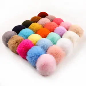 10pcs/lot 4cm/5cm/6cm DIY Faux Rabbit Fur Pompom Artificial Polyester Balls Pom Poms For Hats Cap Scarf Gloves Keychain