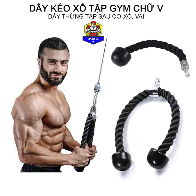 Dây Kéo Xô Chữ V Tập Gym – Dây Thừng Tập Cơ Lưng Vai Tay Sau – Phụ Kiện Máy Tập Tạ Đa Năng 
