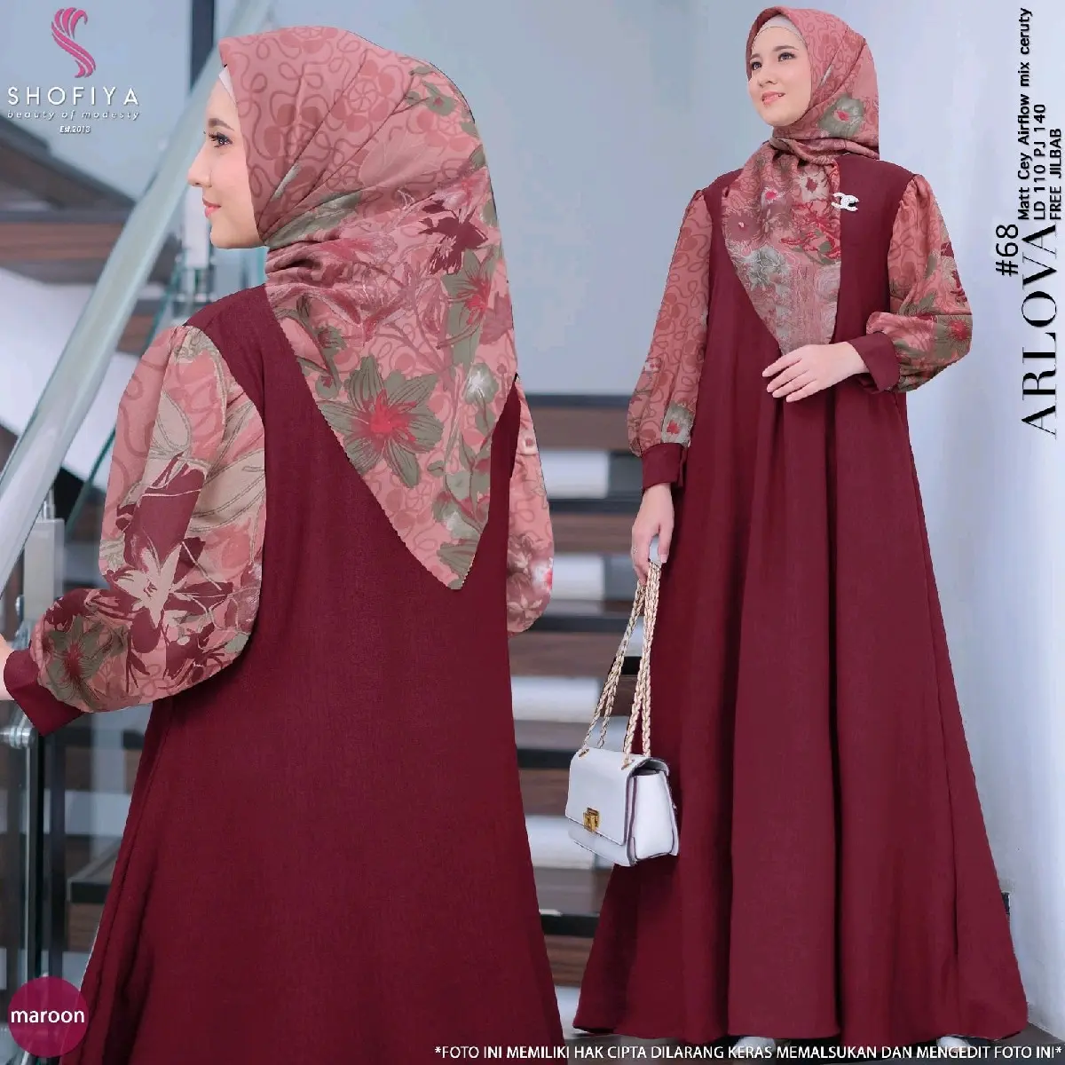 ARLOVA SERIES BY SHOFIYA BAHAN CEY AIRFLOW MIX VOAL (JATUH, ADEM) BUSUI FRIENDLY ADA SAKU KA-KI FREE HIJAB VOAL SEGIEMPAT
