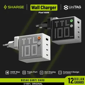 SHARGE Wall Charger Adaptor GaN Pixel 100W 140W Multi Port Fast Charging for iPhone iPad Samsung Laptop