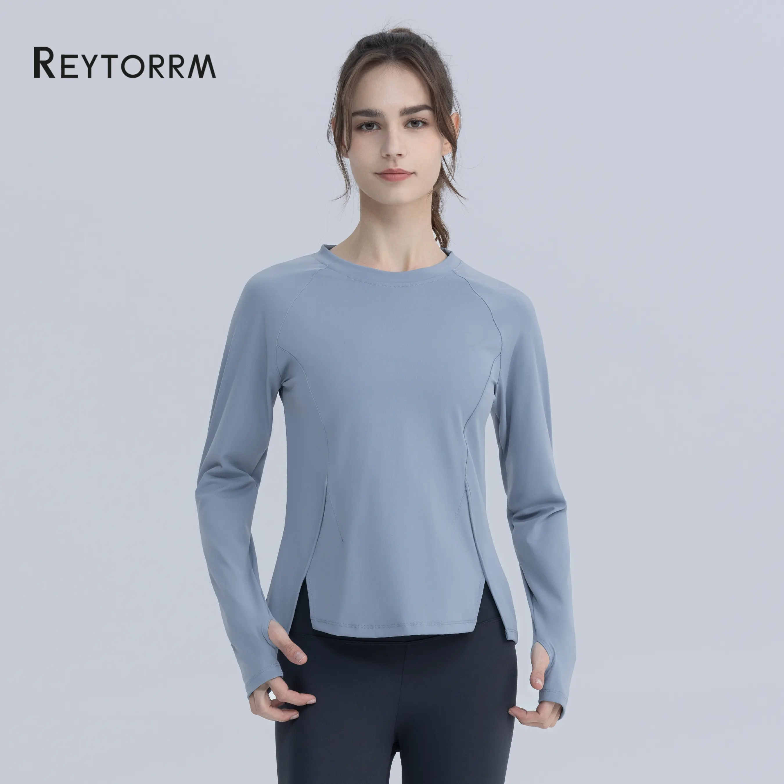 Reytorrm Baju Atau Atasan Olahraga Wanita Lengan Panjang Kaos Long Sleeve T-Shirt Yoga oversize Sport.（CX002）