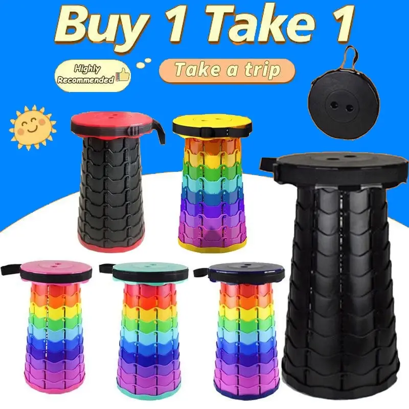 Buy 1 Take 1 Telescopic Stool Retractable Folding Adjustable Outdoor Play Queue Waiting Household Plastic Stool