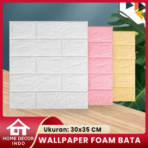 Home Decor - Wallpaper Dinding Foam Bata 3D Motif Batu Bata Dekorasi Kamar Ukuran 30x35 CM PER 1 LEMBAR Stiker
